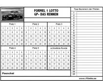 FORMEL 1 LOTTO GP - DAS RENNEN Platz 1 Platz 2 Platz 3 Platz 4 Platz 5 schnellste Runde Pauschal Tipp-Nummern der Piloten www.f1lotto.eu