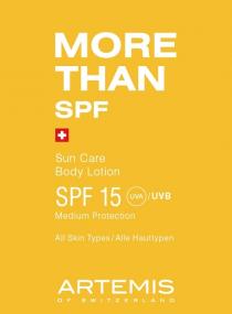 MORE THAN SPF Sun Care Body Lotion SPF 15 UVA / UVB Medium Protection All Skin Types / Alle Hauttypen ARTEMIS OF SWITZERLAND