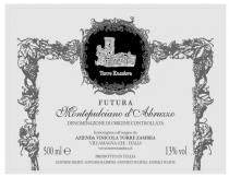 Torre Zambra FUTURA Montepulciano d'Abruzzo DENOMINAZONE DI ORIGINE CONTROLLATA Imbottigliato all'origine da AZIENDA VINICOLA TORRE ZAMBRA VILLAMAGNA - ITALIA www.torrezambra.it PRODOTTO IN ITALIA CONTIENE SOLFITI CONTAINS SULPHITES CONTIENT SULFITES ENTHÄLT SULFITE 500ml e 13% vol.