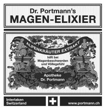 Dr. Portmann's MAGEN-ELIXIER ALPENKRÄUTER EXTRAKT hilft bei Magenbeschwerden und Völlegefühl Apotheke Dr. Portmann Interlaken Switzerland www.portmann.ch