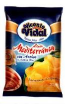 VICENTE VIDAL PATATAS FRITAS CHIPS LINEA MEDITERRANEA CON ANCHOA Y ACEITE DE OLIVA SUAVEMENTE CRUJIENTES