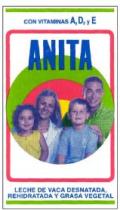 ANITA LECHE DE VACA DESNATADA, REHIDRATADA Y GRASA VEGETAL CON VITAMINAS A, D3 Y E