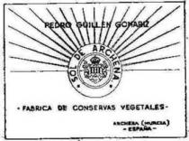 PEDRO GUILLEN GOMARIZ SOL DE ARCHENA - FABRICA DE CONSERVAS VEGETALES - ARCHENA (MURCIA) -ESPAÑA-