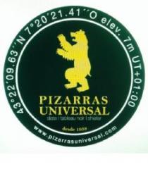 PIZARRAS UNIVERSAL slate tableau noir shiefer desde1958 43º22'09.63''N 7º20'21.41''0 elev. 7m UT+01:00www.pizarrasuniversal.com