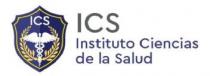 Escudo compuesto por imagen ciencias salud, laurel y acrónimo ICS