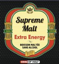 SUPREME MALT EXTRA ENERGY MALT DRINK BOISSON MALTÉE SANS ALCOOL PREMIUM QUALITY KING OF MALT