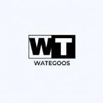 El logo contiene la palabra de WATEGOOS en mayúscula en la parte inferior. Consta de un rectángulo del cual la mitad de él es en blanco, con la letra W en negro y la otra mitad en negro con la letra T en blanco.