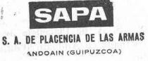 SAPA S.A. DE PLACENCIA DE LAS ARMAS ANDOAIN (GUIPUZCOA)
