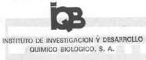 I Q B INSTITUTO DE INVESTIGACION Y DESARROLLO QUIMICO BIOLOGICO, S.A.