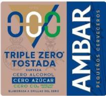 1900 AMBAR 000 TRIPLE ZERO TOSTADA CERVEZACERO ALCOHOL CERO AZÚCAR CERO CO2 EMISIONESNEUTRAS ELABORADA A ORILLAS DEL EBROPEQUEÑOS CERVECEROS