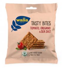 WASA SINCE 1919 TASTY BITES TOMATO, OREGANO & SEA SALT WASA CO2 COMPENSATED NO ADDED SUGAR RICH IN FIBER