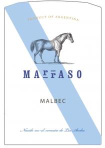 PRODUCT OF ARGENTINA MARRASO MALBEC NACIDO EN EL CORAZÓN DE LOS ANDES