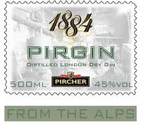 1884 PIRGIN DISTILLED LONDON DRY GIN PIRCHER 500 ML 45% VOL FROM THE ALPS