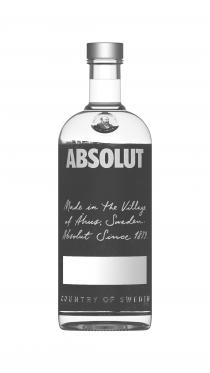 ABSOLUT Made in the Village of Åhus, Sweden. Absolut Since 1879. COUNTRY OF SWEDEN