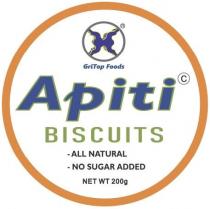 GriTop Foods Apiti BISCUITS - ALL NATURAL - NO SUGAR ADDED NET WT 200g C