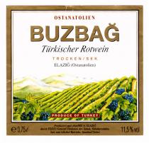OSTANATOLIEN BUZBAG Türkischer Rotwein TROCKEN/SEK ELAZIG (Ostanatolien) OSTANATOLIEN PRODUCE OF TURKEY
