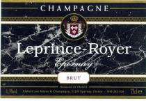 CHAMPAGNE Leprince-Royer Epernay BRUT PRODUCE OF FRANCE 12,5%vol Elaboré par Marne & Champagne, 51200 Epernay, France - NM-243-028 75cl e