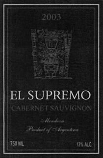 2003 EL SUPREMO CABERNET SAUVIGNON Mendoza Product of Argentina