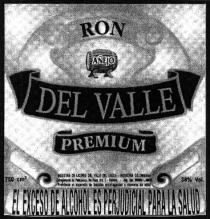 RON AÑEJO DEL VALLE PREMIUM 750cm3 38% Vol.