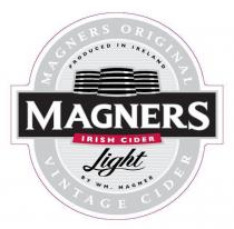 MAGNERS IRISH CIDER LIGHT produced in Ireland by W M. MAGNER MAGNERS ORIGINAL VINTAGE CIDER PRODUCED IN IRELAND