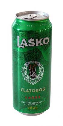 LAŠKO ZLATOROG LAGER TRADITIONALLY BREWED WITH LOVE SONCE 1825