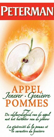 PETERMAN APPEL Jenever · Genièvre POMMES De edelmoedigheid van de appel met het karakter van de jenever Le générosité de la pomme et le caractère du genièvre