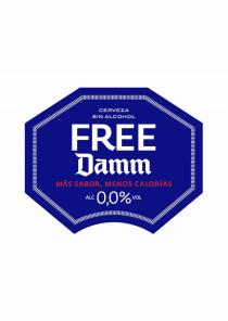 CERVEZA SIN ALCOHOL FREE Damm MÁS SABOR, MENOS CALORÍAS ALC 0,0% VOL