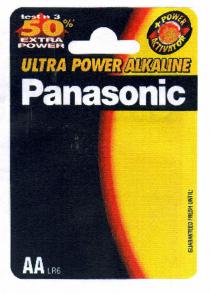 50% EXTRA POWER +POWER ACTIVATOR ULTRA POWER ALKALINE PANASONIC AA