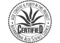 CERTIFIED ALOE CONTENT & PURITY IN THIS PRODUCT INTERNATIONAL ALOE SCIENCE COUNCIL