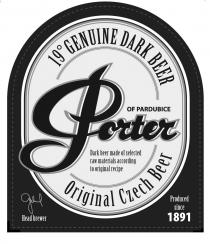 Porter of Pardubice, 19°genuine dark beer, Original Czech beer