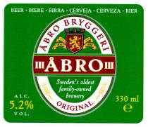 ÅBRO ÅBRO BRYGGERI ORIGINAL 1856 1898 Sweden's oldest family-owned brewery BEER · BIERE · BIRRA · CERVEJA · CERVEZA · BIER ALC. 5.2% VOL. 330 ml e