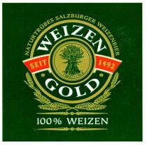 WEIZEN GOLD SEIT 1492 NATURTRÜBES SALZBURGER WEIZENBIER 100% WEIZEN