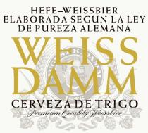 HEFE-WEISSBIER ELABORADA SEGUN LA LEY DE PUREZA ALEMANA WEISS DAMM CERVEZA DE TRIGO PREMIUM QUALITY WEISSBIER AUGUST K. DAMM 1876