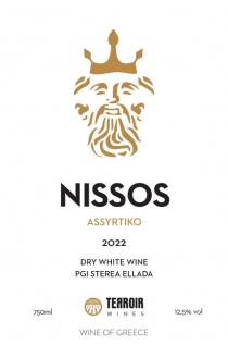 NISSOS ASSYRTIKO 2022 DRY WHITE WINE PGI STEREA ELLADA 750 ml TERROIR WINES WINE OF GREECE 12,5 % vol