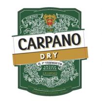 CARPANO DRY G.B. CARPANO TORINO ORIGINALE 1786 IL 1 VERMOUTH ANTICA RICETTA FONDATA IN TORINO - PRODOTTO D'ITALIA FRATELLI BRANCA DISTILLERIE - MILANO