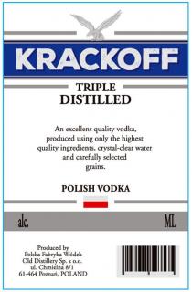 KRACKOFF TRIPLE DISTILLED POLISH VODKA