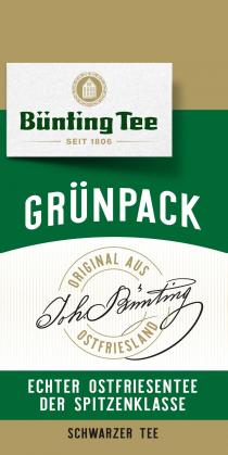 Bünting Tee SEIT 1806 GRÜNPACK ORIGINAL AUS OSTFRIESLAND Joh Bünting ECHTER OSTFRIESENTEE DER SPITZENKLASSE SCHWARZER TEE