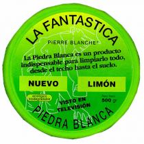 LA FANTASTICA PIEDRA BLANCA PIERRE BLANCHE La Piedra Blanca es un producto indispensable para limpiarlo todo, desde el techo hasta el suelo. NUEVO LIMÓN ecológico biodegradable VISTO EN TELEVISION Peso Neto 500 gr