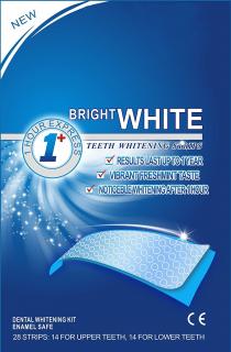 NEW BRIGHTWHITE 1 HOUR EXPRESS 1 TEETH WHITENING STRIPS RESULTS LAST UP TO 1 YEAR VIBRANT FRESHMINT TASTE NOTICEBLE WHITENING AFTER I HOUR DENTAL WHITENING KIT ENAMEL SAFE
