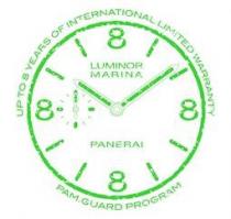 LUMINOR MARINA PANERAI. UP TO 8 YEARS OF INTERNATIONAL LIMITED WARRANTY PAM.GUARD PROGRAM
