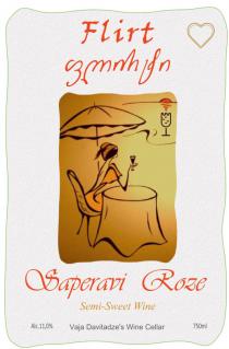 Flirt ფლირტი Saperavi Rose Semi-Sweet Wine Vaja Davitadzes Wine Cellar