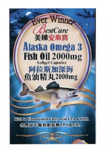 Ever Winner BestCare Alaska Omega 3 Fish Oil 2000mg Softgel Capsules 2000 mg Rich in Unsaturated Fatty Acid EPA & DHA EPA & DHA 美國安心寶 阿拉斯加深海 魚油精丸 含豐富不飽和脂肪酸 及