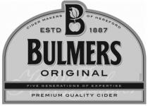 CIDER MAKERS OF HEREFORD ESTD B 1887 BULMERS ORIGINAL FIVE GENERATIONS OF EXPERTISE PREMIUM QUALITY CIDER 711765