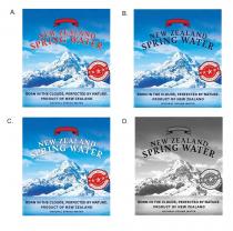 NEW ZEALAND SPRING WATER BORN IN THE CLOUDS, PERFECTED BY NATURE. PRODUCT OF NEW ZEALAND NATURAL SPRING WATER FINEST QUALITY BOTTLED AT SOURCE FIVE STAR TRADE MARK