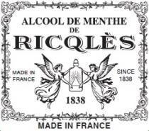 ALCOOL DE MENTHE DE RICQLES MADE IN FRANCE SINCE 1838 1838 MADE IN FRANCE