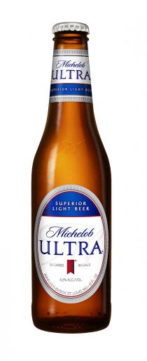 Michelob ULTRA SUPERIOR LIGHT BEER M SUPERIOR LIGHT BEER Michelob ULTRA 26 CARBS 95 CALS 4.2% ALC./VOL. ANHEUSER-BUSCH, ST. LOUIS, MO.12FL. OZ.