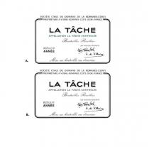 SOCIETE CIVILE DU DOMAINE DE LA ROMANEE-CONTI PROPRIETAIRE A VOSNE-ROMANEE (COTED-D'OR) FRANCE LA TACHE APPELLATION LA TACHE CONTROLEE Bouteilles Recoltees No ANNEE LES ASSCOIES-GERANTS BOUTEILEE Hears Fredenc Rxh A. d. Villains Mise en bouteille au domaine