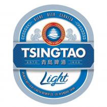 BIERE - BEER - CERVEZA TSINGTAO ESTD 1903 Light BREWED & BOTTLED BY TSINGTAO BREWERY CO., LTD. IN QINGDAO, CHINA 青島啤酒