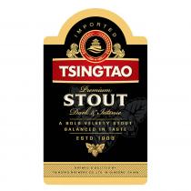 IMPORTED TSINGTAO Premium STOUT Dark & Intense A BOLD VELVETY STOUT BALANCED IN TASTE ESTD 1903 BREWED & BOTTLED BY TSINGTAO BREWERY CO.. LTD. IN QINGDAO. CHINA
