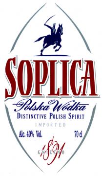 SOPLICA Polska Wodka DISTINCTIVE POLISH SPIRIT IMPORTED Alc. 40% Vol. 70 cl 1891 GNIEZNO